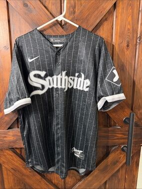Nike Black & White Pinstripe 'Southside' Vaugn Baseball Jersey